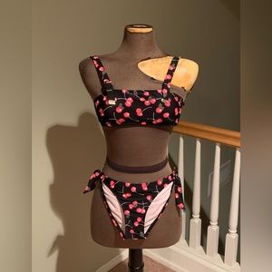 Rockabilly, cherry print  2 pcs swim suit